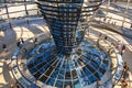 Berlin, Germany - Ultra modernistic interior of the Reichstag building dome - symbol of the Germany reunification - covering the