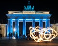 Berlin Brandenburg Gate with fire artists