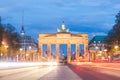 Berlin Brandenburg gate at night, long exposure Royalty Free Stock Photo