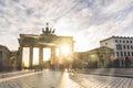 Berlin Brandenburg gate at sunset, long exposure Royalty Free Stock Photo