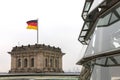 Berlin bundestag building rooftop sphere with german flag