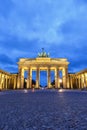 Berlin Brandenburger Tor Brandenburg Gate in Germany at night blue hour portrait format copyspace copy space Royalty Free Stock Photo