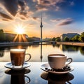 Berlin Brews: Morning Coffee with a Captivating Landmark Background