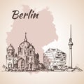 Berlin Cathedral and Berlin TV Tower Royalty Free Stock Photo
