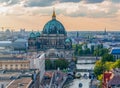 Berlin Cathedral (Berliner Dom) on Museum island and Spree river at sunset, Germany Royalty Free Stock Photo