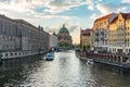 Berlin Cathedral (Berliner Dom) on Museum island and Spree river at sunset, Germany Royalty Free Stock Photo