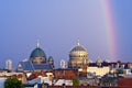 Berlin cathedral and new synagogue domes in Berlin, Germany Royalty Free Stock Photo