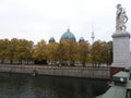 Berlin Cathedral and TV tower behind trees. Berlin. Royalty Free Stock Photo