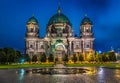 Berlin Cathedral with TV tower at night, Germany Royalty Free Stock Photo