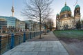 Berlin Cathedral and TV tower with River Spree Royalty Free Stock Photo