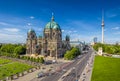 Berlin Cathedral with TV tower in summer, Berlin, Germany Royalty Free Stock Photo