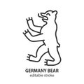 Berlin city coat of arms bear line icon. Germany bear outline vector symbol. Editable stroke