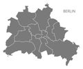 Berlin city map with boroughs grey illustration silhouette shape Royalty Free Stock Photo