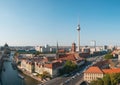 Berlin city skyline aerial with tv tower on summer day Royalty Free Stock Photo