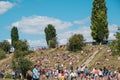 Berlin City street scenery: People in crowded Park Mauerpark o