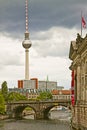 Berlin, cityscape from the Spree river with the TV tower, symbol