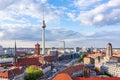 Berlin cityscape with Television tower and Red Town Hall Rotes Rathaus on Alexanderplatz, Germany