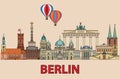 Berlin colorful line art 2 Royalty Free Stock Photo