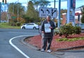 Homeless veteran on street