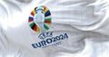 The flag of UEFA Euro 2024 flying in the wind