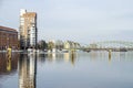 Berlin district Spandau with Frieda Arbheim Promenade and Eiswerderbruecke