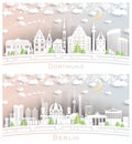 Berlin and Dortmund Germany City Skyline Set