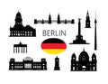 Berlin. Famous tourist places of capital of Germany. Travel Germany set. German building icon silhouette collection Royalty Free Stock Photo