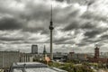 Berlin city skyline with famous television tower called Fernsehturm. View from Berlin cathedral. Germany