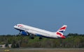 British airways Airbus A320 airplane take off at Berlin Tegel airport