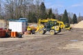 Construction site with various materials in front of some earthmovers in Berlin-Lichtenrade Royalty Free Stock Photo