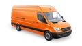 Berlin, Germany. April 28, 2022: Mercedes-Benz Sprinter. Orange European commercial van isolated on white background. 3d