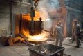 Berlin, Germany - April 18, 2013: Production of metal components in a foundry - group of workers Royalty Free Stock Photo