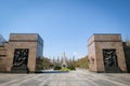 Berlin, Germany - April 21, 2023: The Soviet war memorial in Schonholzer Heide, Pankow, where 13,200 Soviet soldiers who