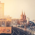 U-Bahn train on Oberbaum Bridge in Berlin