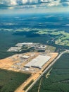 Aerial view: new Tesla Gigafactory Berlin Brandenburg,  Giga Factory construction site Royalty Free Stock Photo