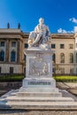 BERLIN, GERMANY - AUGUST 28, 2017: Alexander von Humboldt statue at the Humboldt University of Berli Royalty Free Stock Photo