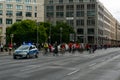 Demonstrators on bicycle protest against cheap and unethical meat production in Berlin