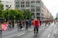 Demonstrators on bicycle protest against cheap and unethical meat production in Berlin