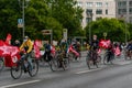 Demonstrators on bicycle protest against cheap and unethical meat production in Berlin