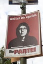 BERLIN, GERMANY - AUGUST 23, 2017: Election poster of satirical Die Partei party before 2017 Federal electio Royalty Free Stock Photo