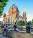 Berlin, Germany - August 29, 2015: Sculpture Three Girls and a Boy, Berlin Dome, Mitte, Berlin