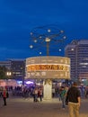 World time clock on Alexanderplatz in Berlin at blue hour Royalty Free Stock Photo