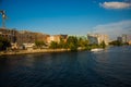 Berlin, Germany: Beautiful promenade overlooking the houses and the river in the German capital