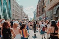 Berlin, Germany - 7/27/2019: Christopher street day in Berlin, young people walking down the street, celebrating love and equality