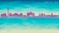 Berlin Germany City Europe Skyline Vector Silhouette. Broken Glass Abstract Geometric Dynamic Textured. Banner Background. Colorfu