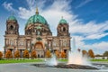 Germany, Berlin Cathedral Berliner Dom with autumn foliage season