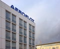 Berlin, Germany - December 12, 2023: Aeroflot Russian Airlines sign on the roof of a building