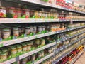 Baby food products on supermarket shelf