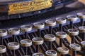 Detail of a historic dusty portable typewriter made in Germany during the twenties of the 20th century