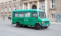 Empty green police van parked in the street on December 30, 2019 in Berlin